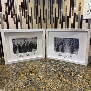 Mud Pie Wooden “The Guys” “The Girls” Wedding Picture Frames 4x6 Photo Set Of 2